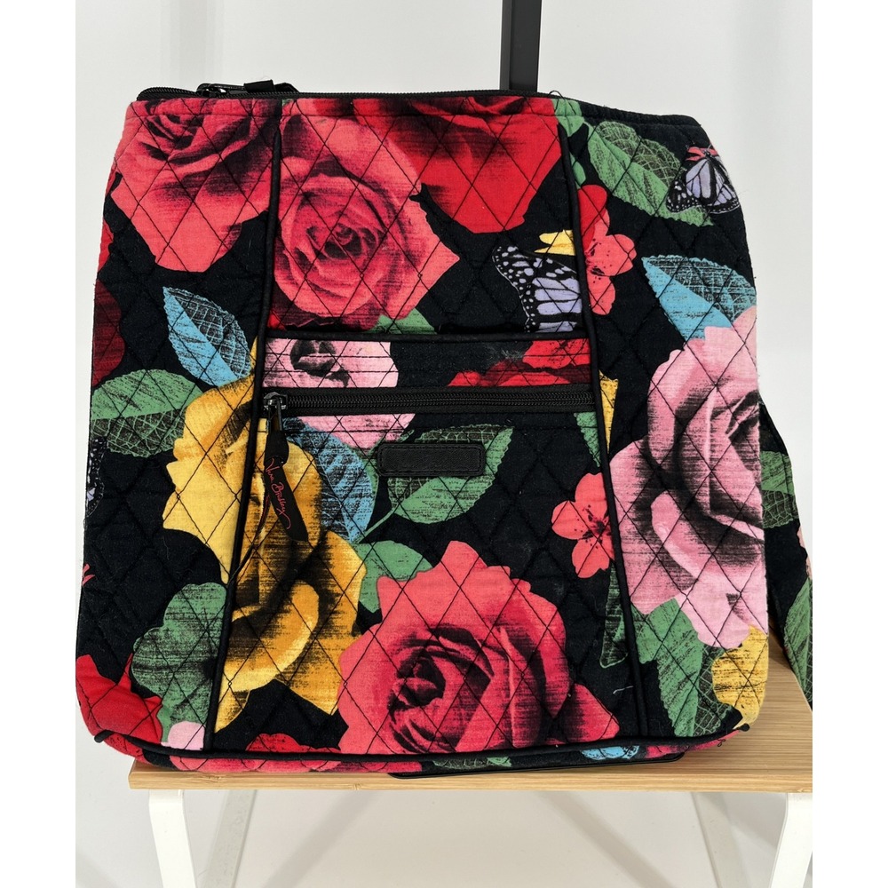 Vera Bradley Hipster Crossbody Bag Havana Rose Floral Butterfly Quilted Retired - Picture 2 of 8